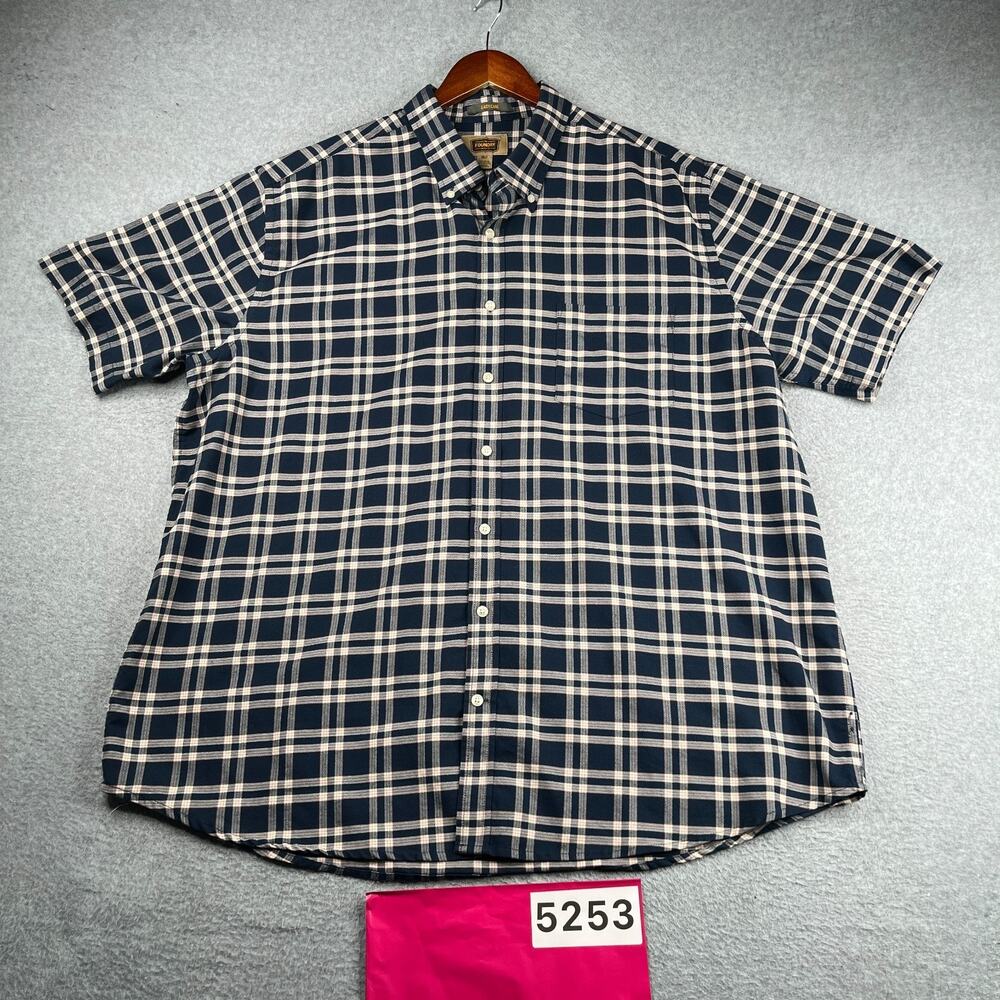 The Foundry Supply Co Easy Care Shirt Navy Check Button Short Sleeve Mens 2XLT